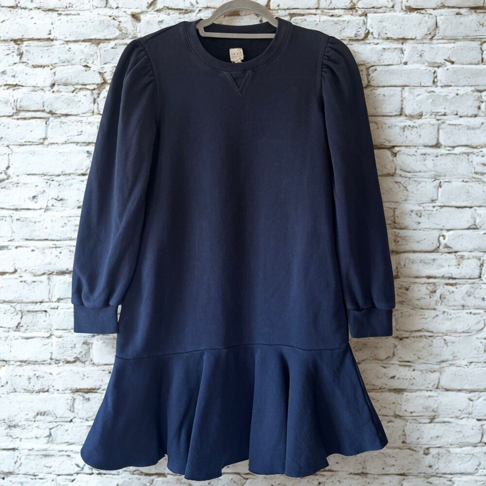 La Vie Rebecca Taylor Navy Blue Sweatshirt Dress Sz CS